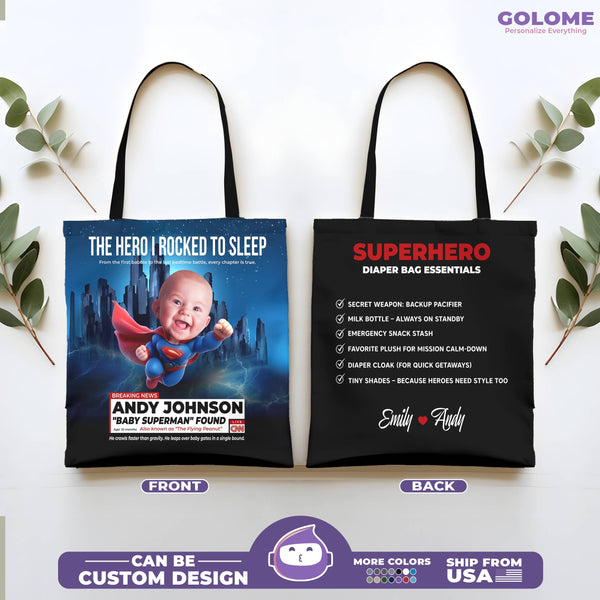 Personalized Baby Superman Tote – Personalized “Baby Superman” Gift for Moms & Babies